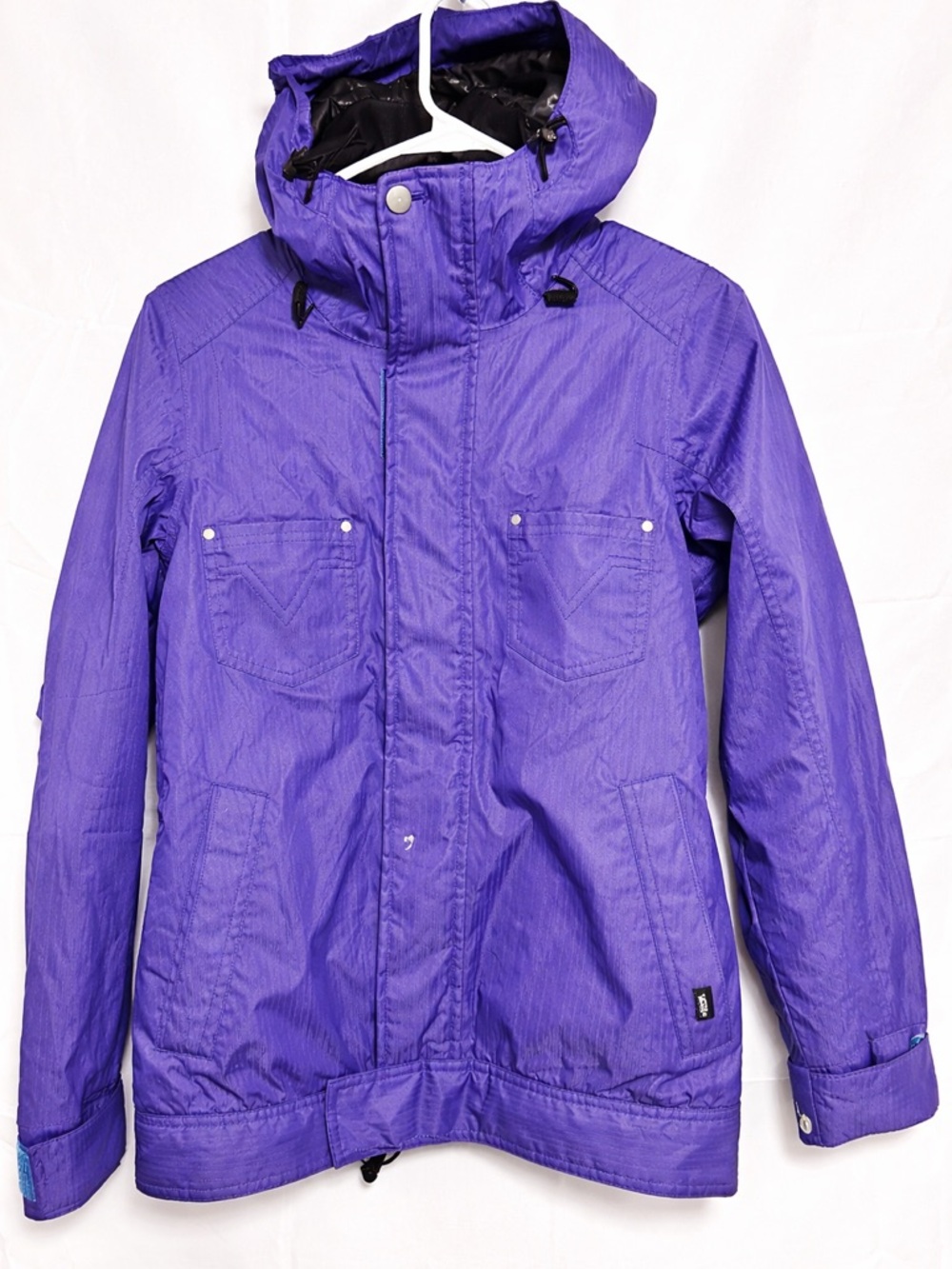 Vans Womens Purple Herringbone Snowboard Ski Jacket Hooded Waterproof Small